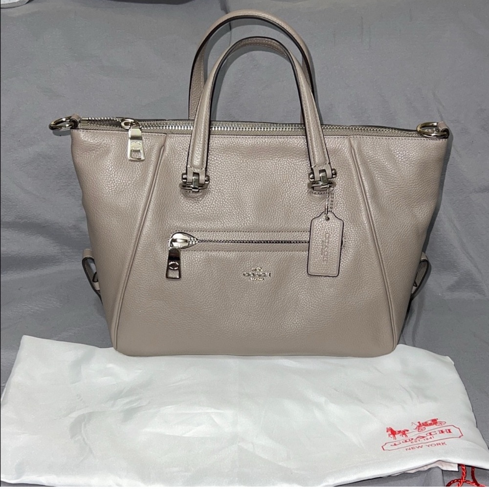Coach Prairie Satchel in Polished Pebble Leather in Taupe